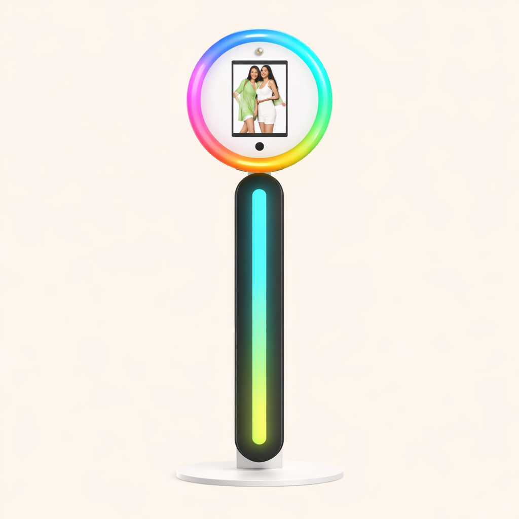 Peak Pics photo booth with colorful LED ring light